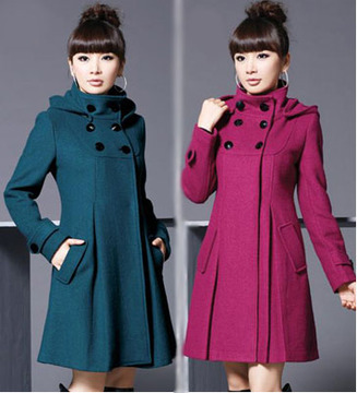 2015秋冬装新款韩版显瘦大码女装呢子大衣长款修身立领羊毛呢外套