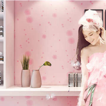 尚雅儿童房间韩国蒲公英墙纸温馨浪漫粉色卧室可爱田园小花壁纸