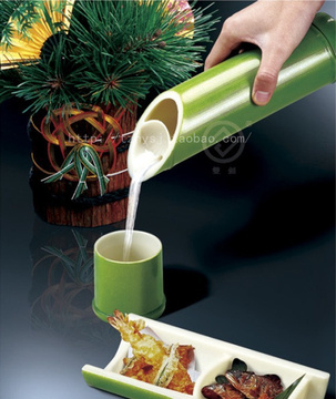 双剑竹形酒器日韩料理用品ABS塑料竹形清酒杯若竹酒具