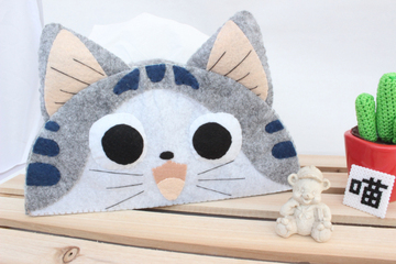 【宅猫猫·起司猫纸巾盒】创意/生日礼物 手工不织布成品 仅一个