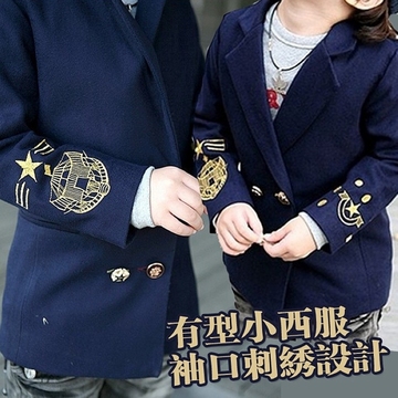 特27212 韩版新款童装 儿童男女童外套袖口刺绣西服.
