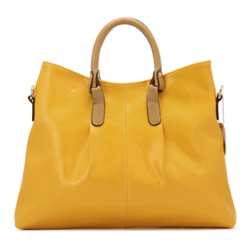 2015新款真皮女包 牛皮包女士手提斜跨包 韩版简单大方黄色包包