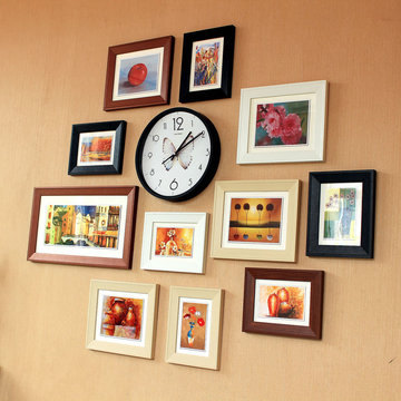 客厅装饰照片墙 11框照片墙 实木相框墙 创意画框 个性相框组合