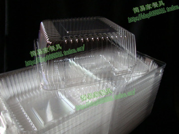 简易家　一次性透明塑料盒/正方形蛋糕盒/面包盒/ 糕点盒100个