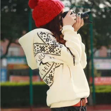 2015秋冬季韩版新款女装学生套头连帽外套大码加绒加厚长袖卫衣潮