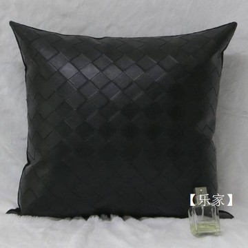 时尚简约 透气菱格PU皮 黑米啡色可定做 沙发抱枕 靠垫套 靠垫