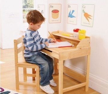 促销实木学习桌升降儿童学习桌组合松木办公桌学生桌椅套装带书架