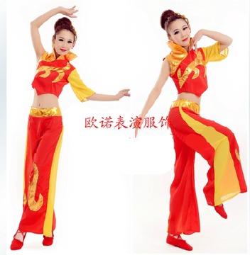 民族秧歌服舞蹈腰鼓服装扇子舞民族舞蹈服装演出服女表演民族服