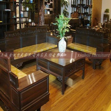 老榆木新古典家具沙发茶几组合上海新中式家具 实木明清仿古家具