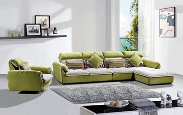 时尚客厅家具简约现代皮布艺沙发含转角组合沙发|富帝盛美沙发