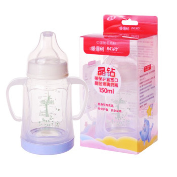 爱得利玻璃奶瓶防摔宽口径晶钻玻璃奶瓶150ml 新生婴儿奶瓶正品