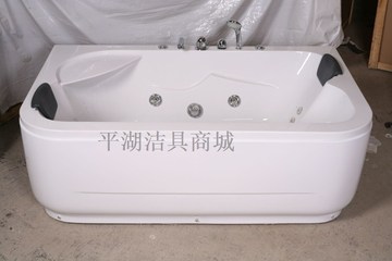 豪华亚克力独立式双人浴池按摩冲浪恒温浴缸五金套件带头枕浴缸