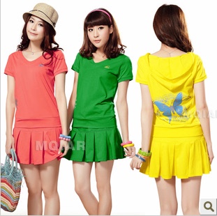 时尚韩版正品女装卫衣网球裙两件套女士休闲运动套装女裙裤夏服装