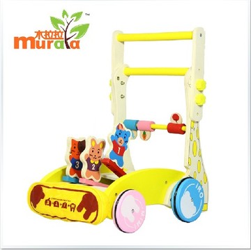 包邮 多功能木制学步车手推车 婴幼儿童木质宝宝助步车玩具1-3岁
