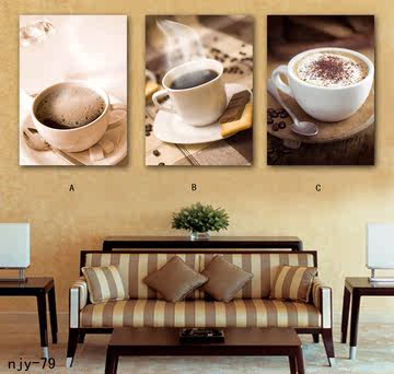 包邮无框画咖啡馆 餐厅 咖啡杯 墙面装饰画 壁画 板画 暖色调