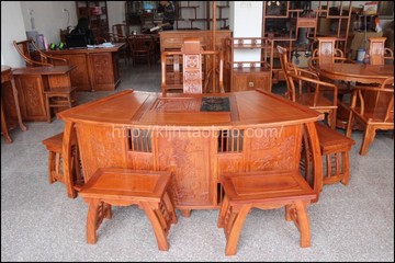 花梨木茶桌茶台红木扇形茶桌 餐桌椅组合实木仿古茶艺桌 古典家具