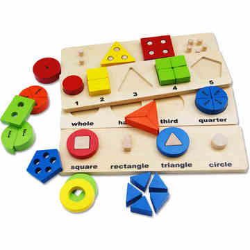 儿童教具 蒙氏早教几何分数盘木制手抓拼图版 婴儿益智力木质玩具
