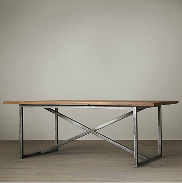 LOFT美式乡村 工业风格家具做旧铁艺实木餐桌复古简约办公桌书桌