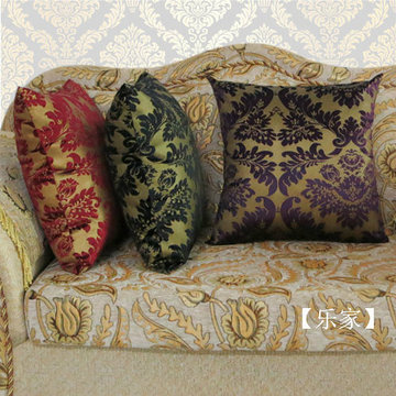 欧式古典 巴洛克 烫金植绒 黑紫红 沙发靠垫套 抱枕套 方枕 腰