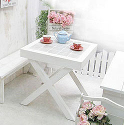 韩式田园客厅实木白色餐桌新款地中海风格木质小方桌咖啡桌椅组合