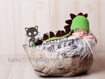 爱织子 手工编织儿童帽子 宝宝帽 婴儿帽 龙宝宝帽 摄影道具