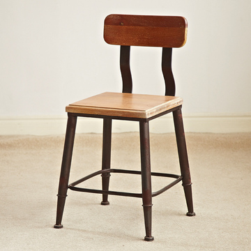 美式铁艺实木靠背椅子凳子酒吧椅咖啡馆餐椅套件休闲吧桌椅组合