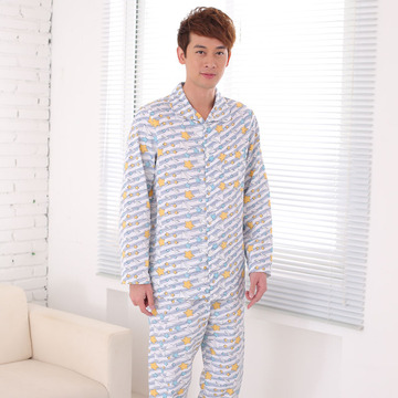 韩版星星图案睡衣家居服套装 翻领病人服 纯棉病号服 病员服套装