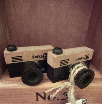 ZAKKA文具/小摆件 韩版创意bentoy木制 复古小相机图案印章 绿点