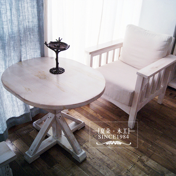 米字腿咖啡餐桌 实木餐桌家具定制 简约双人 个性单人桌 复古做旧