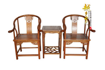 明清仿古典家具 雕花圈椅3三件套 实木 官帽椅茶几 罗圈椅