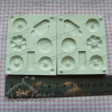 台湾进口粘土手工模具-点心雪糕棒甜甜圈双面压模B8.5X6.7cm