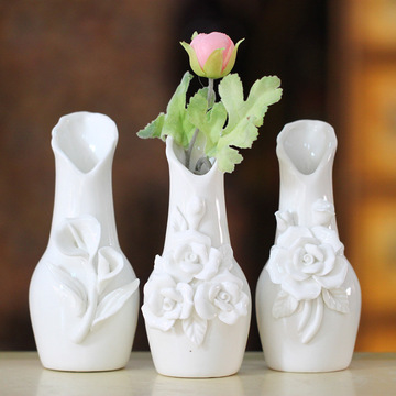 创意zakka花器 欧式现代时尚陶瓷小花瓶 雕花摆件 客厅家居装饰品
