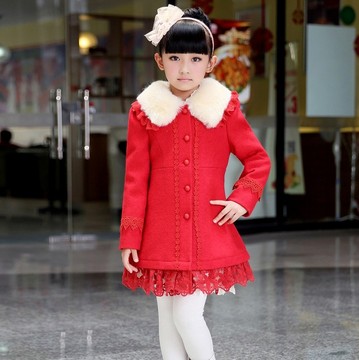 2015女童呢子大衣毛呢外套韩版 中大童儿童外套羊毛 秋冬装