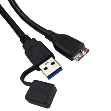 USB3.0数据线三星NOTE3 移动硬盘 带帽盖USB3.0转MICRO B公传输线