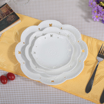 欧式陶瓷浮雕水果盘 蕾丝蝴蝶蛋糕盘 创意点心盘 镂空餐盘