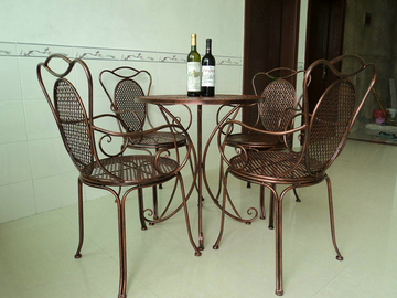 欧式铁艺庭院户外桌椅子套装组合三件套咖啡桌椅阳台茶几小圆桌子