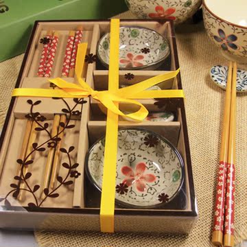 【天天特价】日式和风餐具套装礼品 夫妻筷子2人用6件套结婚礼物