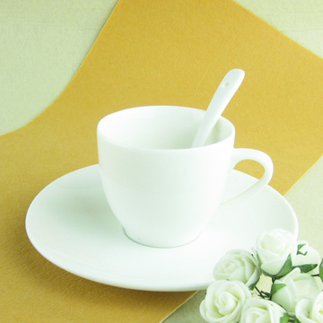 优级陶瓷咖啡杯碟带勺 纯白创意陶瓷欧式咖啡杯定制logo 广告订制