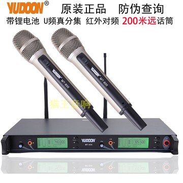YUDOON 一拖二U频无线话筒真分集专业演出KTV麦克风 锂电池 正品