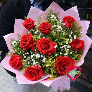 专区母亲节鲜花预定鲜花速递市区直接下单11朵红玫瑰毕业礼物同城