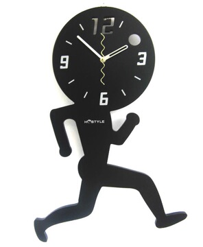 静音艺术挂钟 人形创意挂钟  与时间赛跑 运动时尚家居装饰时钟表