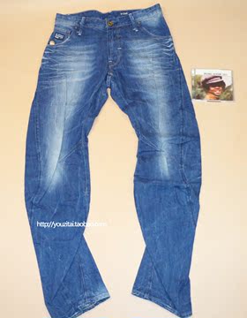 2013新款 ARC 3D LOOSE TAPERED 水洗蓝色 弯刀牛仔裤