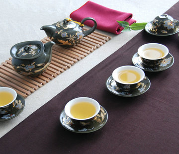 陶瓷茶具套装正品一园富贵花鸟风尚组合礼品陶瓷带盖杯垫喝水杯子