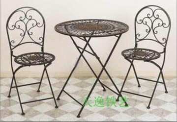 古典铁艺桌椅套装 欧式黑色休闲桌椅组合 阳台铁艺桌椅 摄影道具