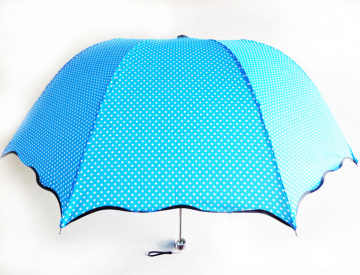折叠波浪花边伞折叠晴雨伞防紫外线遮阳伞太阳伞雨伞斑点雨点