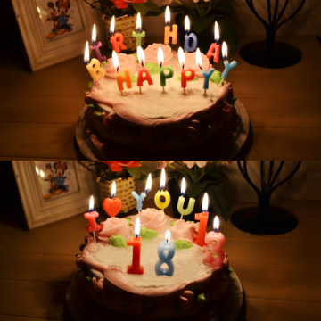 创意生日蛋糕蜡烛 浪漫字母数字蜡烛 彩色生日蜡烛