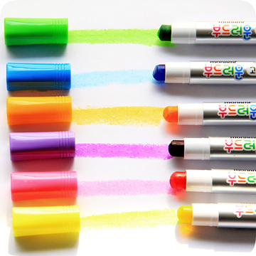 韩国文具批发 慕娜美6彩色荧光蜡笔 学生固体果冻标记重点记号笔