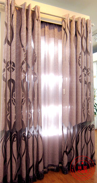 高档装修简欧风格艺术气息超纱美人鱼紫豆纱色客厅窗帘特价