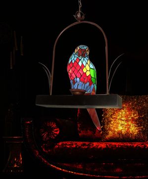 热销蒂凡尼吊灯欧式鹦鹉过道阳台灯儿童房艺术