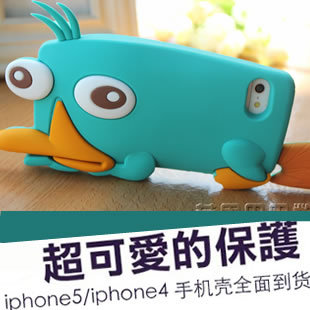 iPhone5 5S 卡通硅胶套 手机壳3D立体保护套壳鸭嘴兽泰瑞 包邮